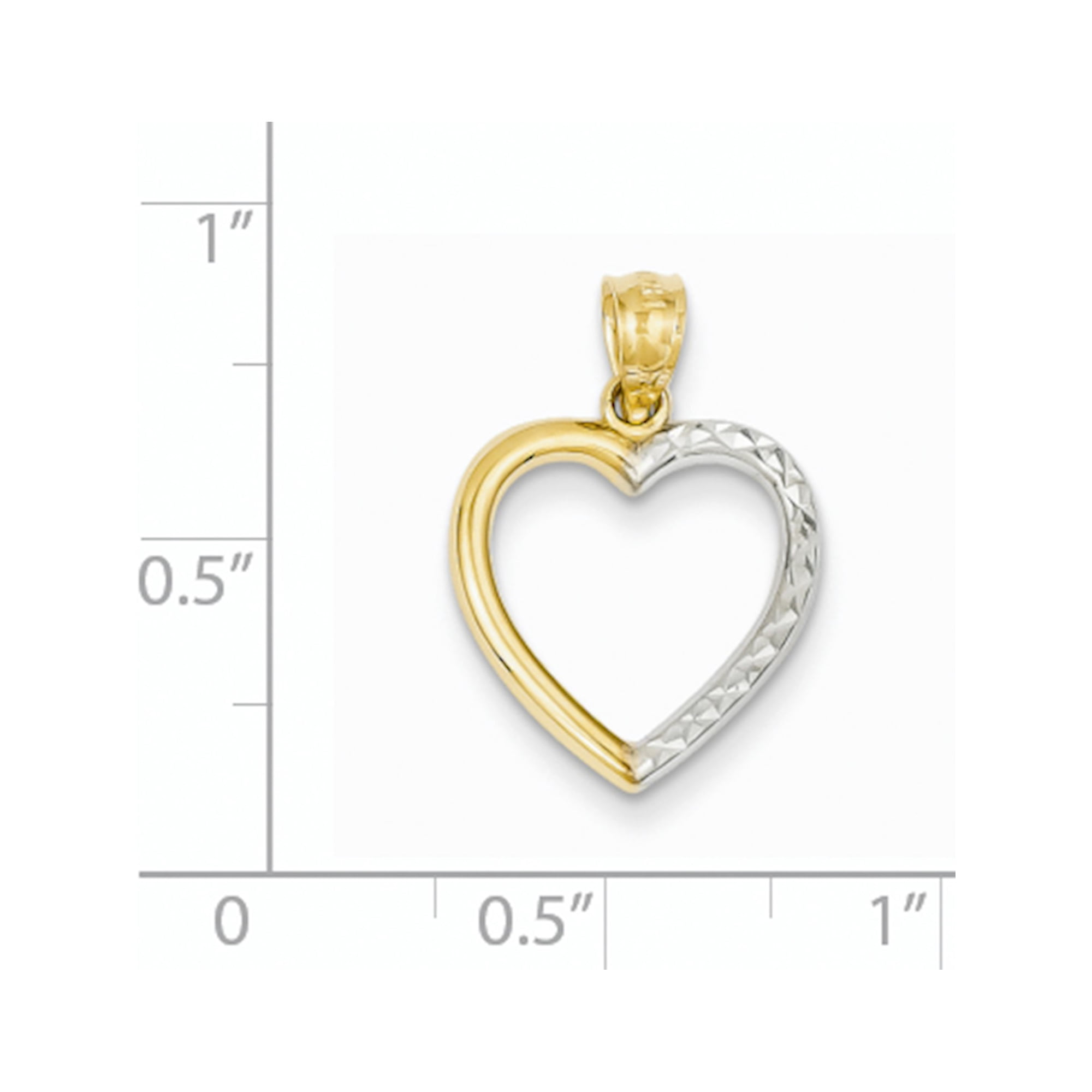 14K Yellow Gold Half Diamond-cut Heart Pendant Solid 14 mm 20 mm Themed Pendants & Charms Jewelry 